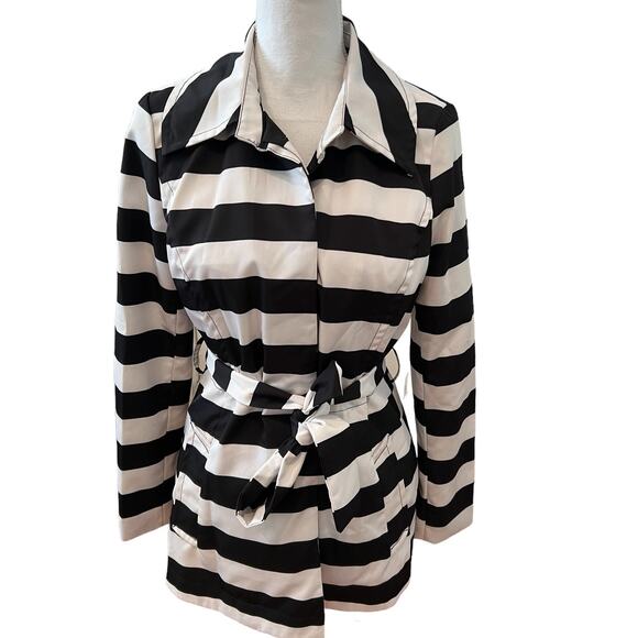 Cynthia Rowley Short Summer Belted Jacket Black White S - Picture 1 of 6